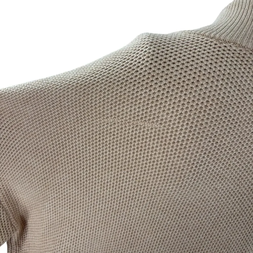 Lunya Tan Cozy Cotton Silk Pocket Henley Pullover Sweater